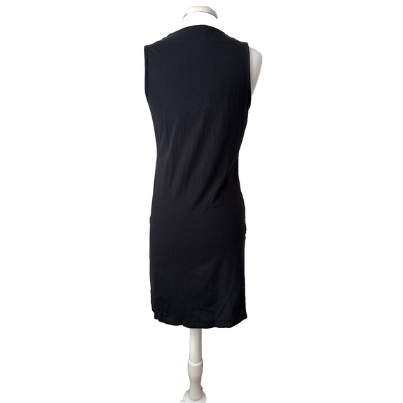 Lands End Women's S Boho Embroidered V Neck Stretch Sleeveless Dress Pockets Blk - Picture 5 of 10